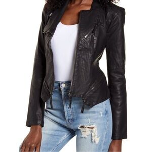 NWT Small Blank NYC Black Faux Leather Women's Moto Jacket